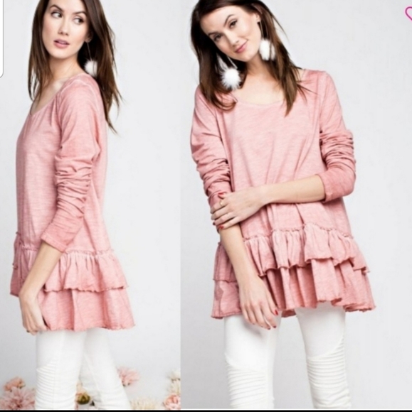 easel Tops - Easel Mineral Wash Double Hem Tunic